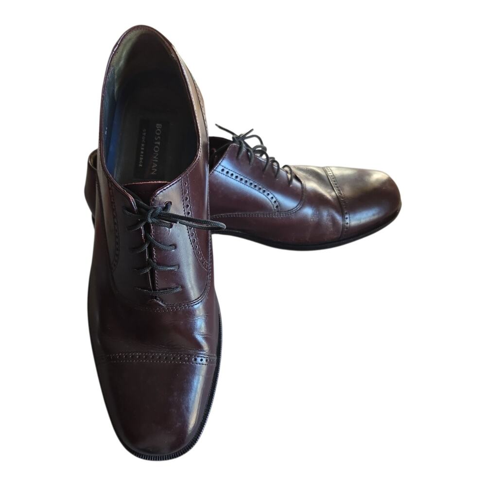 Bostonian Stockbridge Men's Maroon Leather Shoes Size 10.5 D Pre-owned
